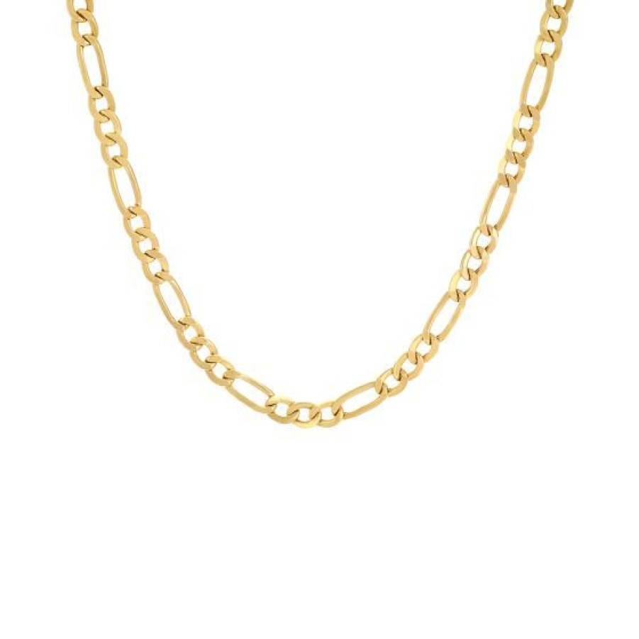 Joyeria Cristal Joyas | Cadena Figaro Oro Blanco Y Amarillo 14K 60 Cm