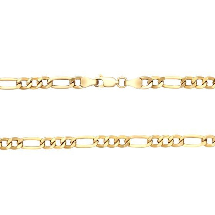 Joyeria Cristal Joyas | Cadena Figaro Oro Blanco Y Amarillo 14K 60 Cm