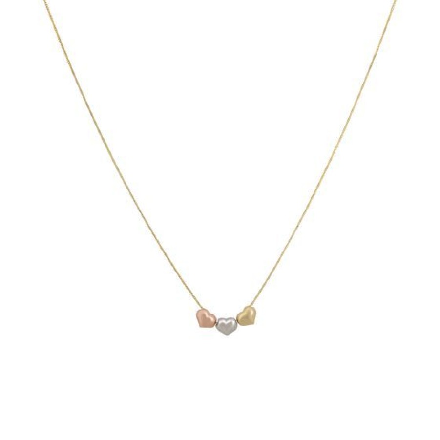 Joyeria Cristal Joyas | Gargantilla Corazon Oro Amarillo Blanco Y Rosa 14K