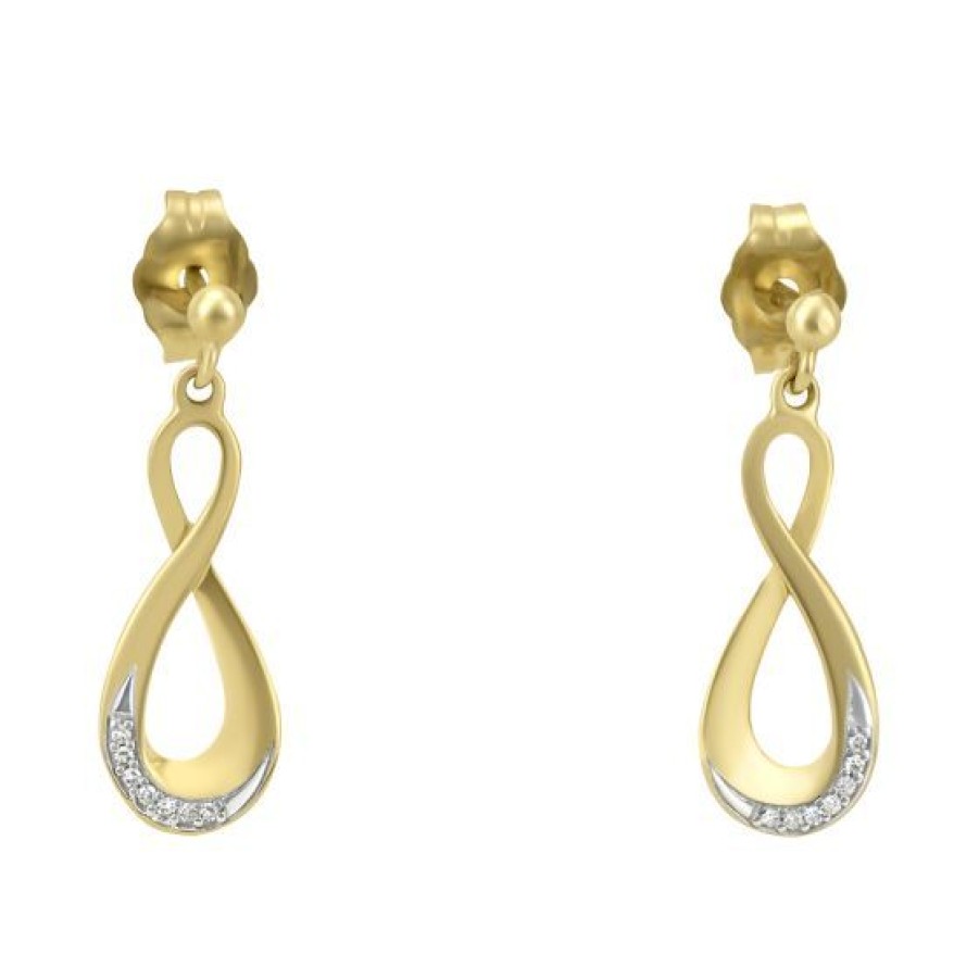 Joyeria Cristal Joyas | Aretes Oro 14K Con 2 Puntos De Diamante