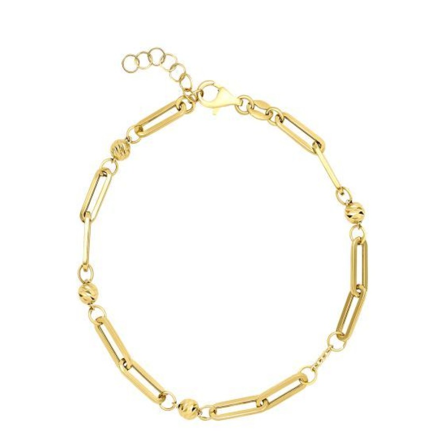 Joyeria Cristal Joyas | Pulsera Bolitas Diamantada Oro 14K