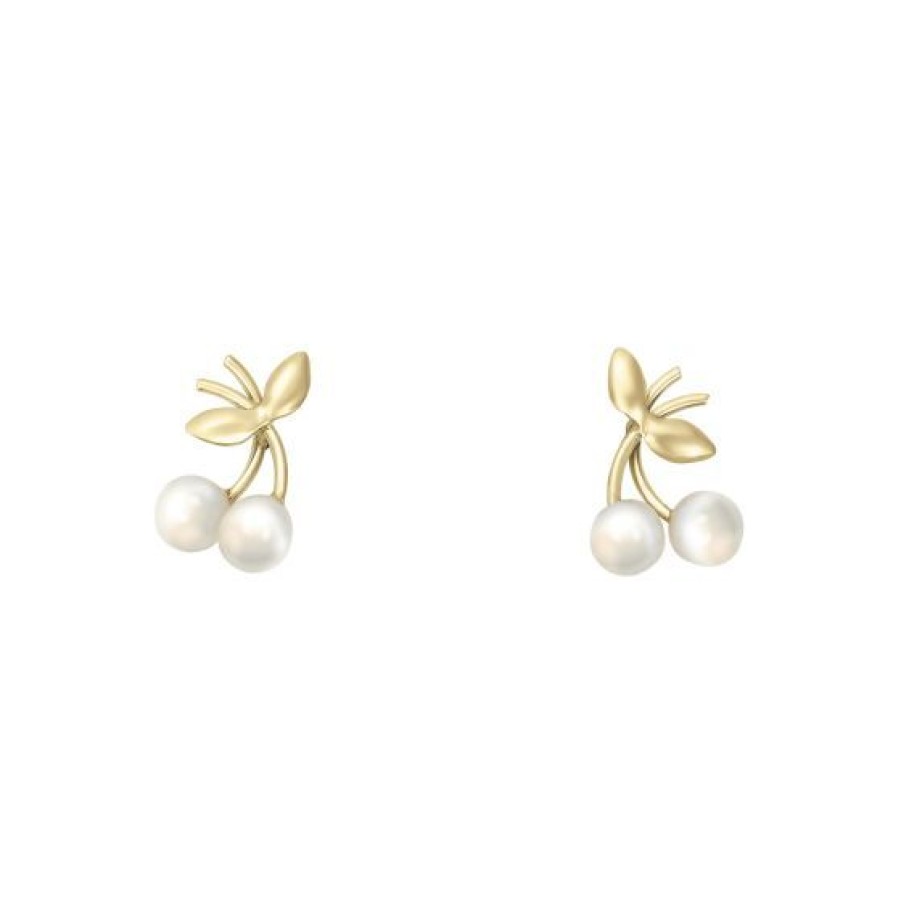 Joyeria Cristal Joyas | Aretes De Cerezas Oro Con Perlas