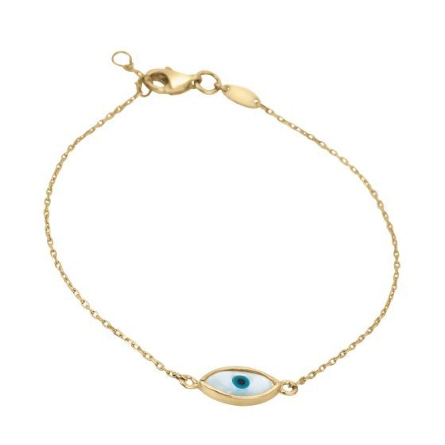 Joyeria Cristal Joyas | Pulsera Dama Ojo De La Suerte Oro 14K