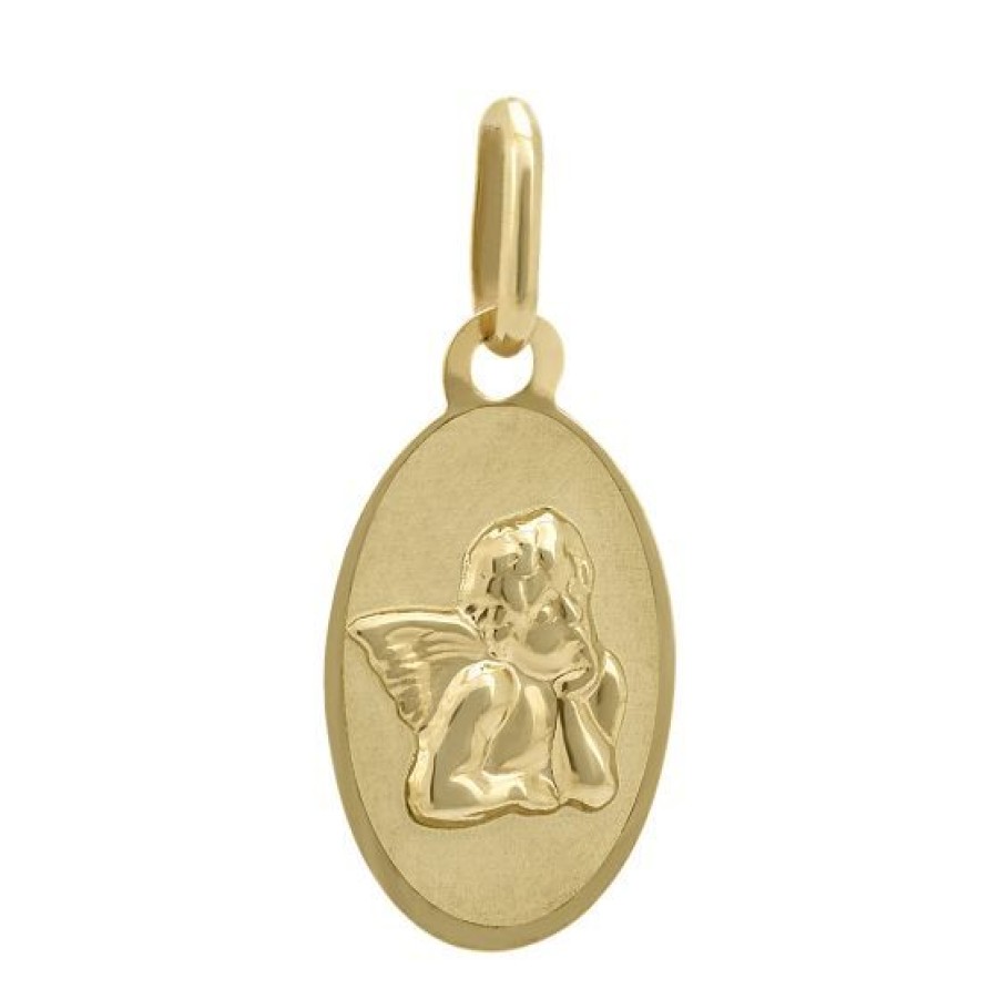 Joyeria Cristal Joyas | Medalla Angelito Ovalada Oro 14K