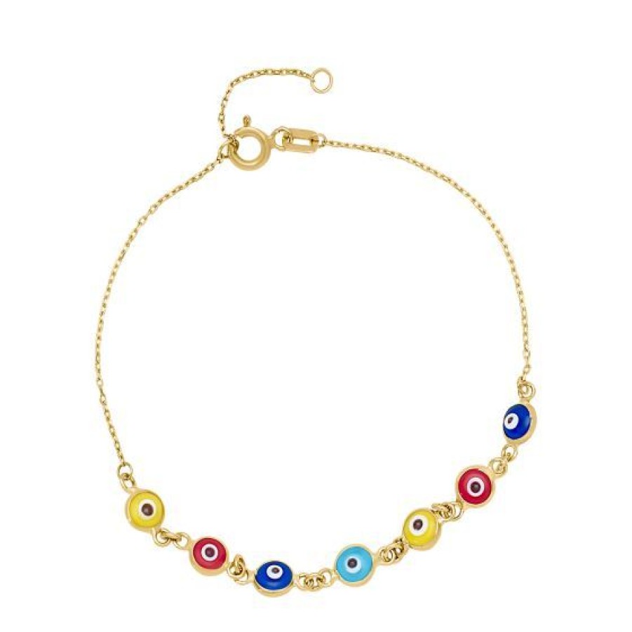 Joyeria Cristal Joyas | Pulsera Ojitos De Colores Oro 14K