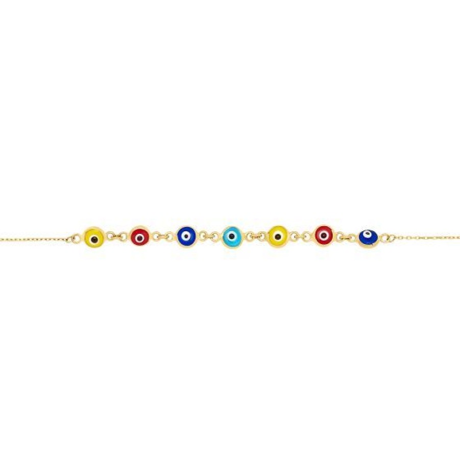 Joyeria Cristal Joyas | Pulsera Ojitos De Colores Oro 14K