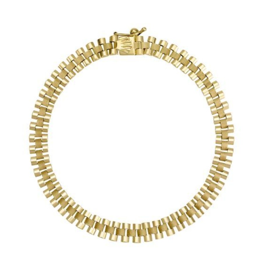 Joyeria Cristal Joyas | Pulsera Tejido Real Oro 14K 18 Cm