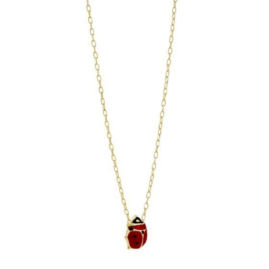 Joyeria Cristal Joyas | Cadena Con Dije Catarina Oro 14K Esmalte Rojo