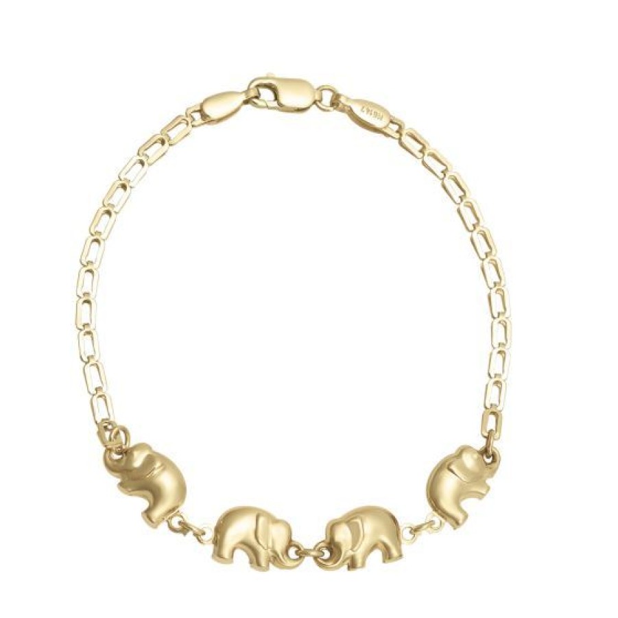 Joyeria Cristal Joyas | Pulsera Dama Elefantes Oro 14K