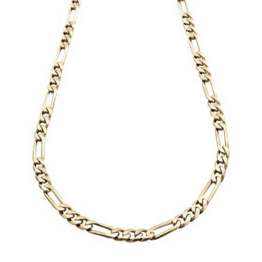 Joyeria Cristal Joyas | Cadena Caballero Figaro 3X1 Oro 14K 55 Cm