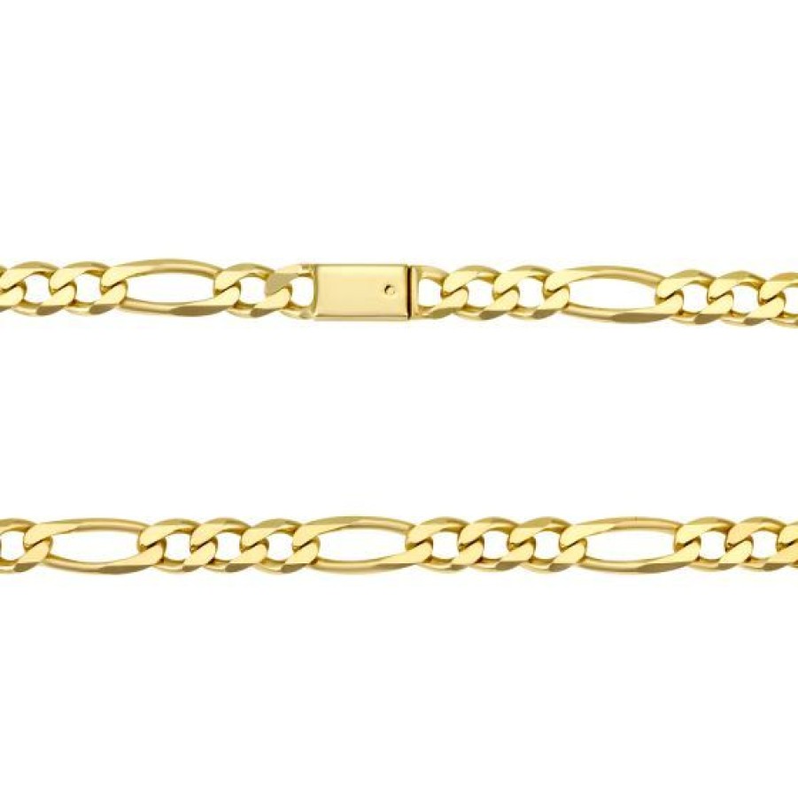 Joyeria Cristal Joyas | Cadena Caballero Figaro 3X1 Oro 14K 55 Cm