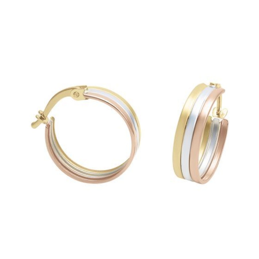 Joyeria Cristal Joyas | Arracadas Redondas Oro Amarillo, Blanco Y Rosa