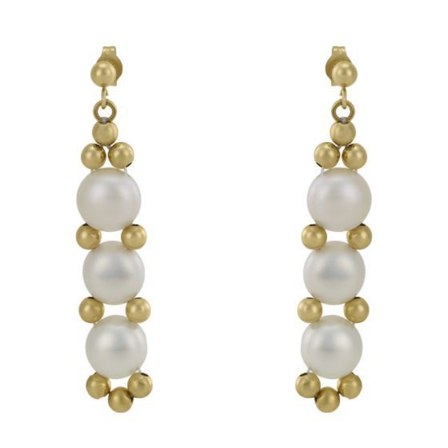 Joyeria Cristal Joyas | Aretes De Perlas Con Oro 14K