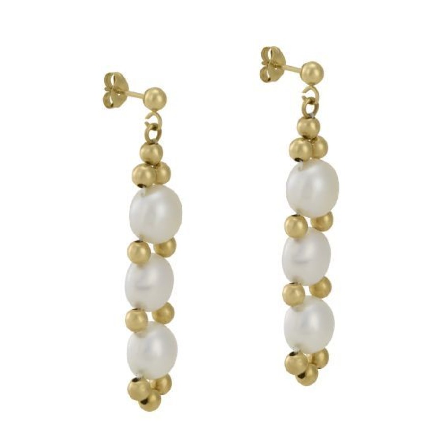 Joyeria Cristal Joyas | Aretes De Perlas Con Oro 14K