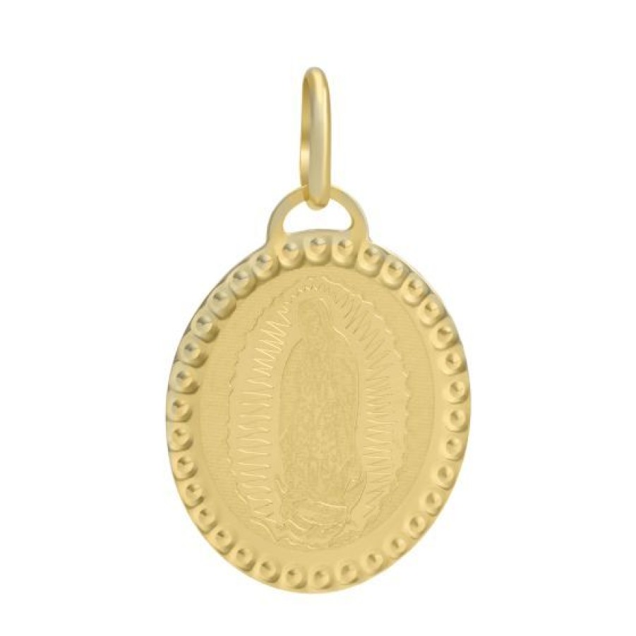 Joyeria Cristal Joyas | Medalla Virgen Gpe Oro 14K Bisel Diamantado