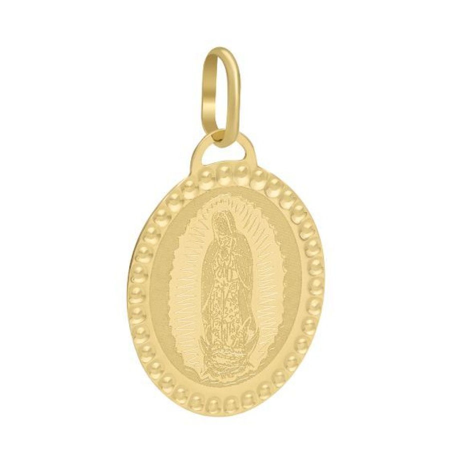 Joyeria Cristal Joyas | Medalla Virgen Gpe Oro 14K Bisel Diamantado