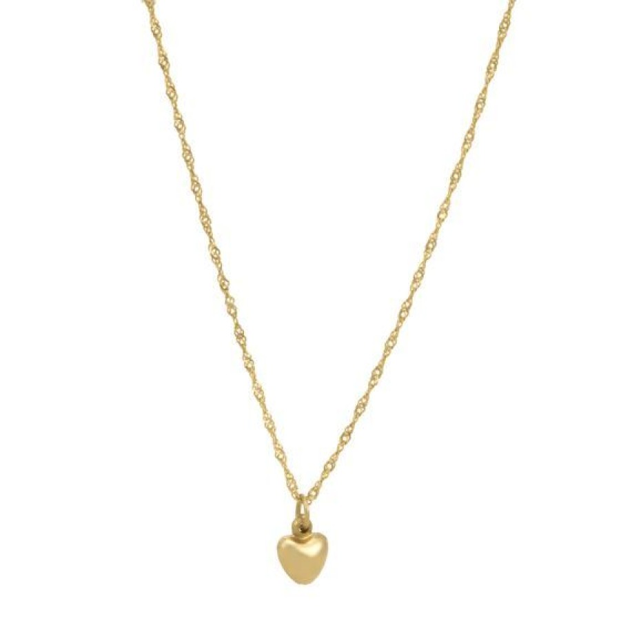 Joyeria Cristal Joyas | Cadena Con Dije De Corazon Oro 14K Pulido Texturizado