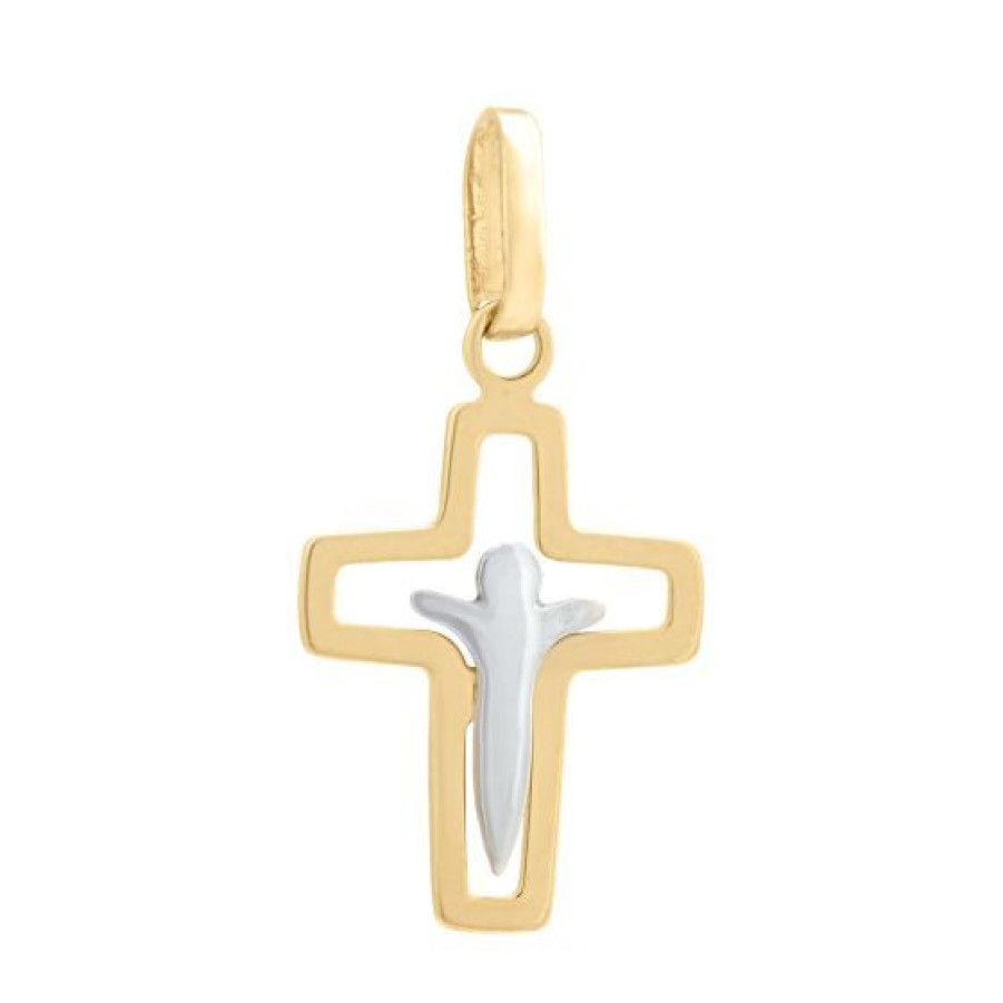 Joyeria Cristal Joyas | Cruz Mini Con Cristo Oro Bla