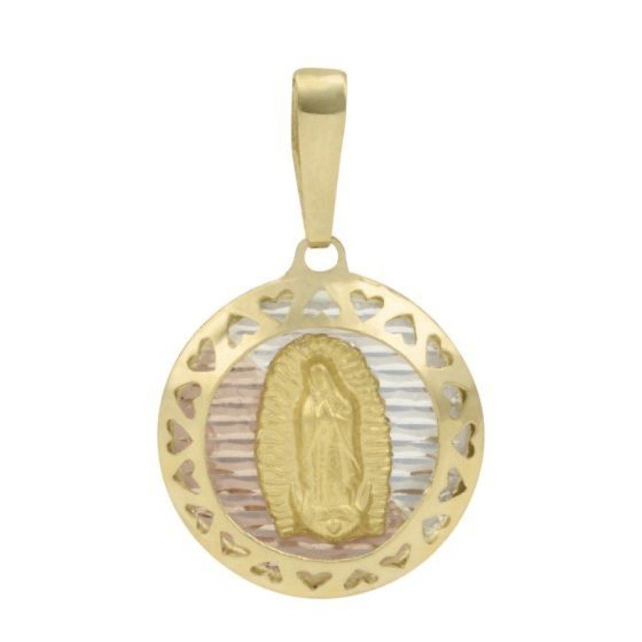 Joyeria Cristal Joyas | Medalla Virgen Cuerpo Completo Oro Amarillo Blanco Y Rosa 14K