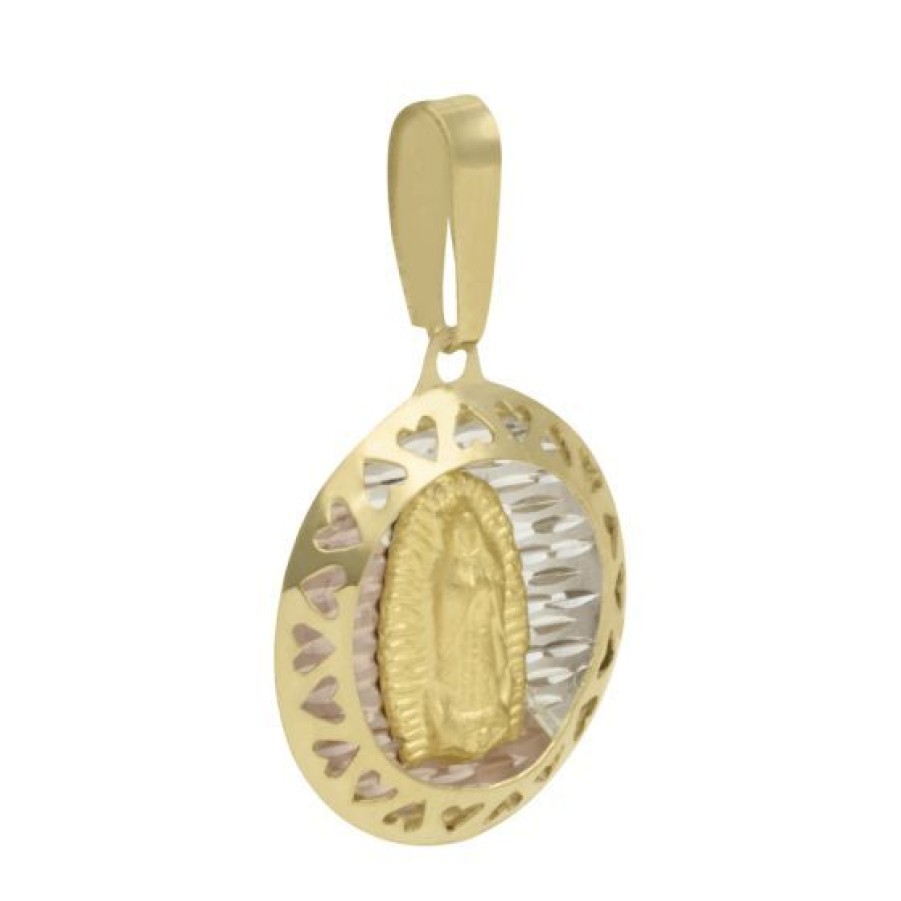 Joyeria Cristal Joyas | Medalla Virgen Cuerpo Completo Oro Amarillo Blanco Y Rosa 14K