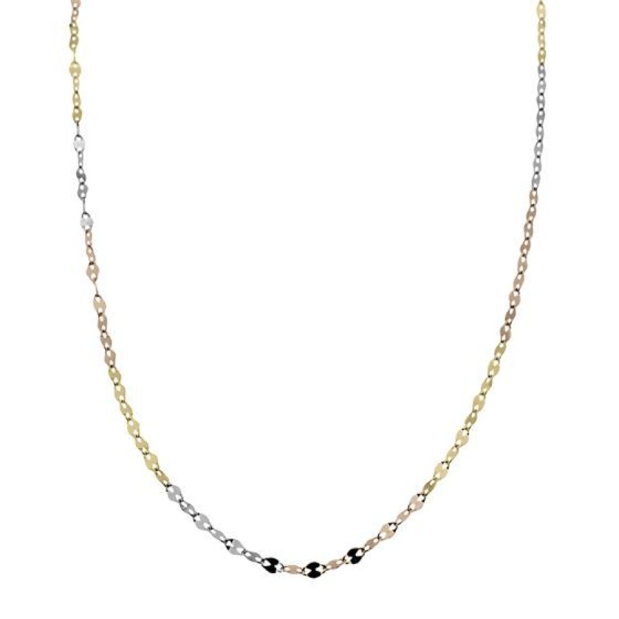 Joyeria Cristal Joyas | Cadena Espejo Oro Amarillo Blanco Y Rosa 14K 40 Cm