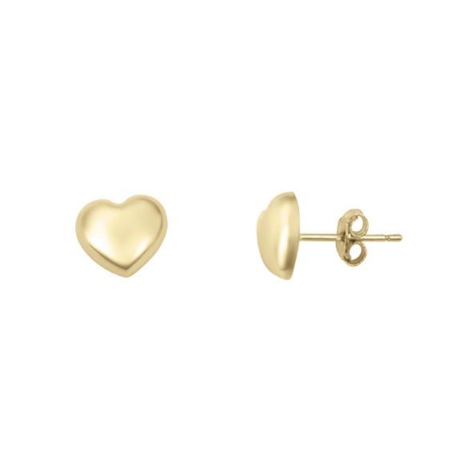 Joyeria Cristal Joyas | Aretes Broqueles Corazon En Oro 14K