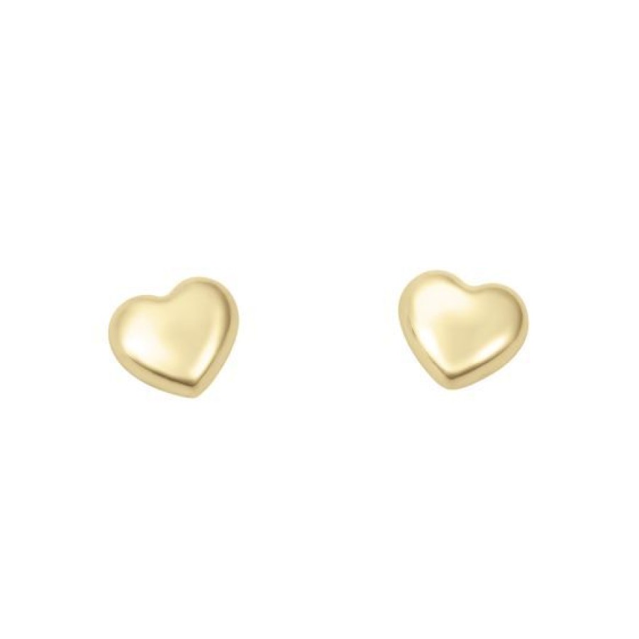 Joyeria Cristal Joyas | Aretes Broqueles Corazon En Oro 14K