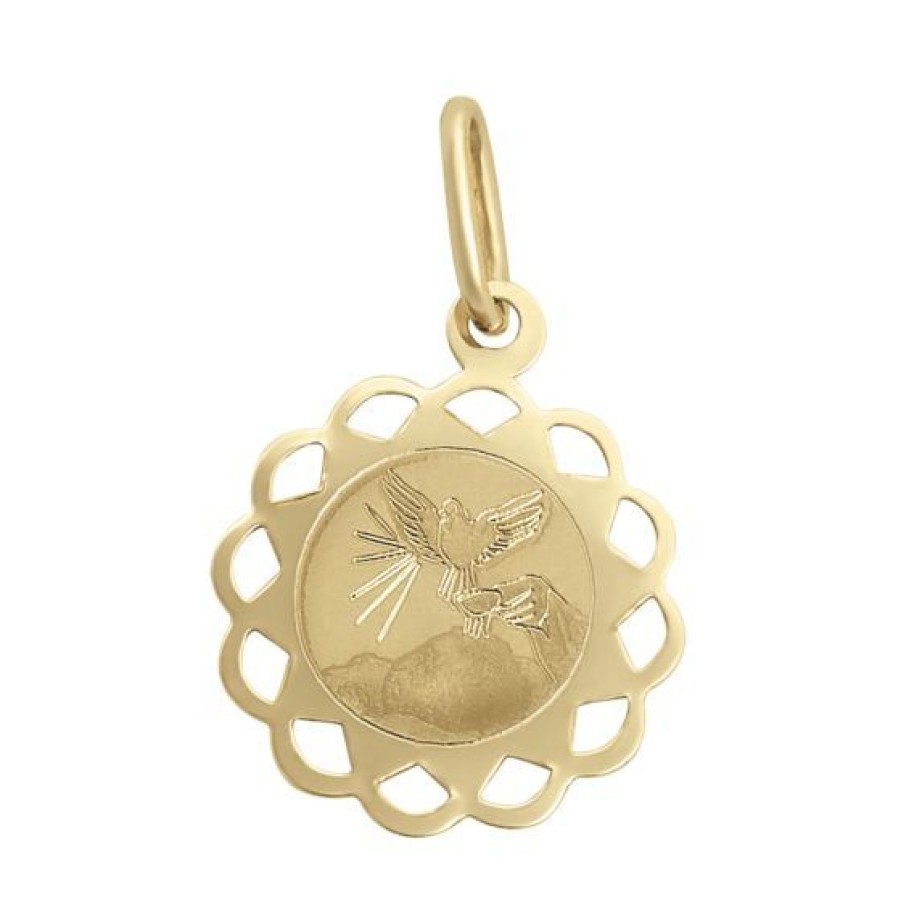 Joyeria Cristal Joyas | Medalla Bautizo Redonda Oro 14K