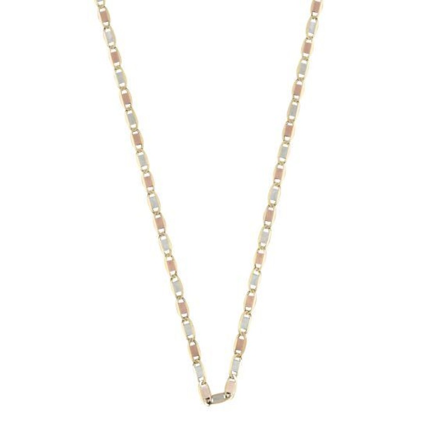 Joyeria Cristal Joyas | Cadena Valentino Oro Amarillo Blanco Y Rosa 14K 55 Cm