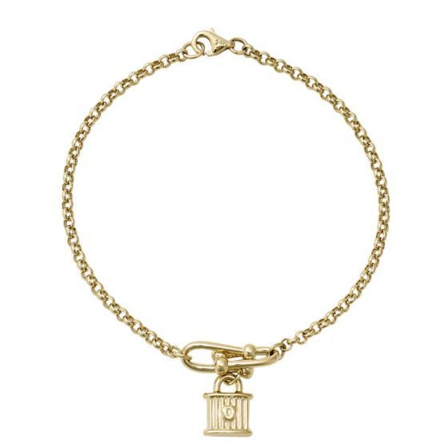 Joyeria Cristal Joyas | Pulsera Candado Oro 14K