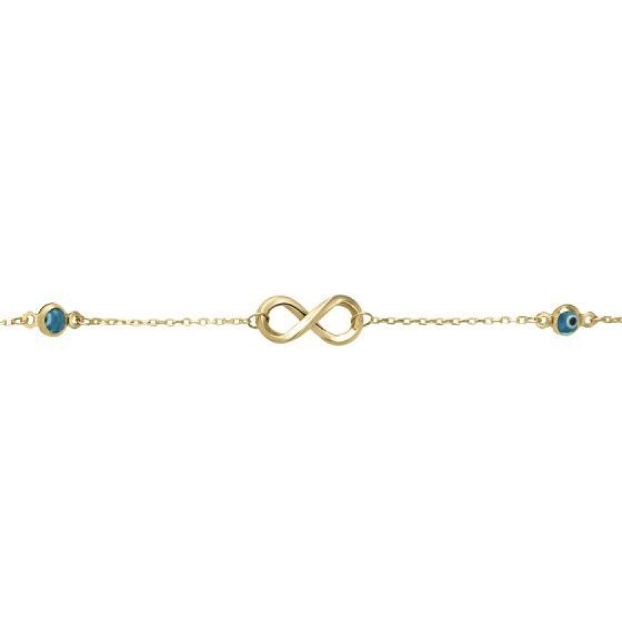 Joyeria Cristal Joyas | Pulsera Dama Ojos E Infinito Oro 14K Esmalte Pulido