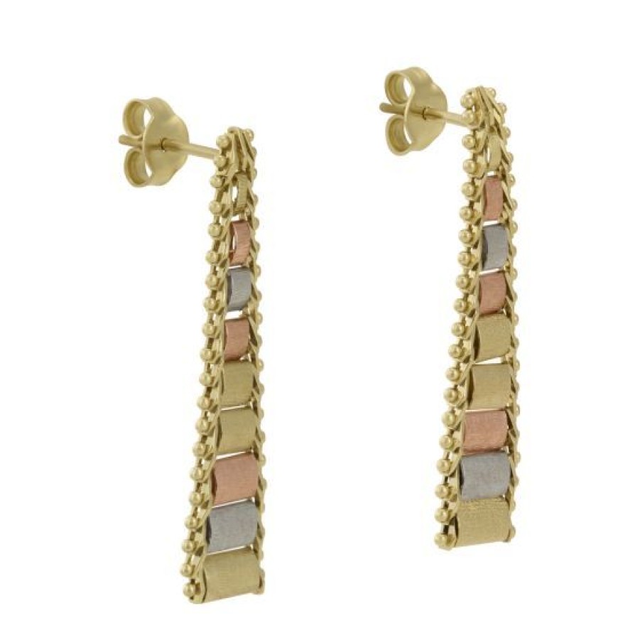 Joyeria Cristal Joyas | Aretes Oro Rosa Blanco Y Amarillo 14K