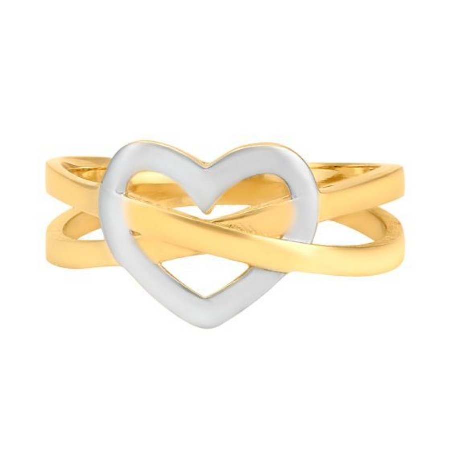 Joyeria Cristal Joyas | Anillo Corazon Oro Blanco Y Amarillo 14K