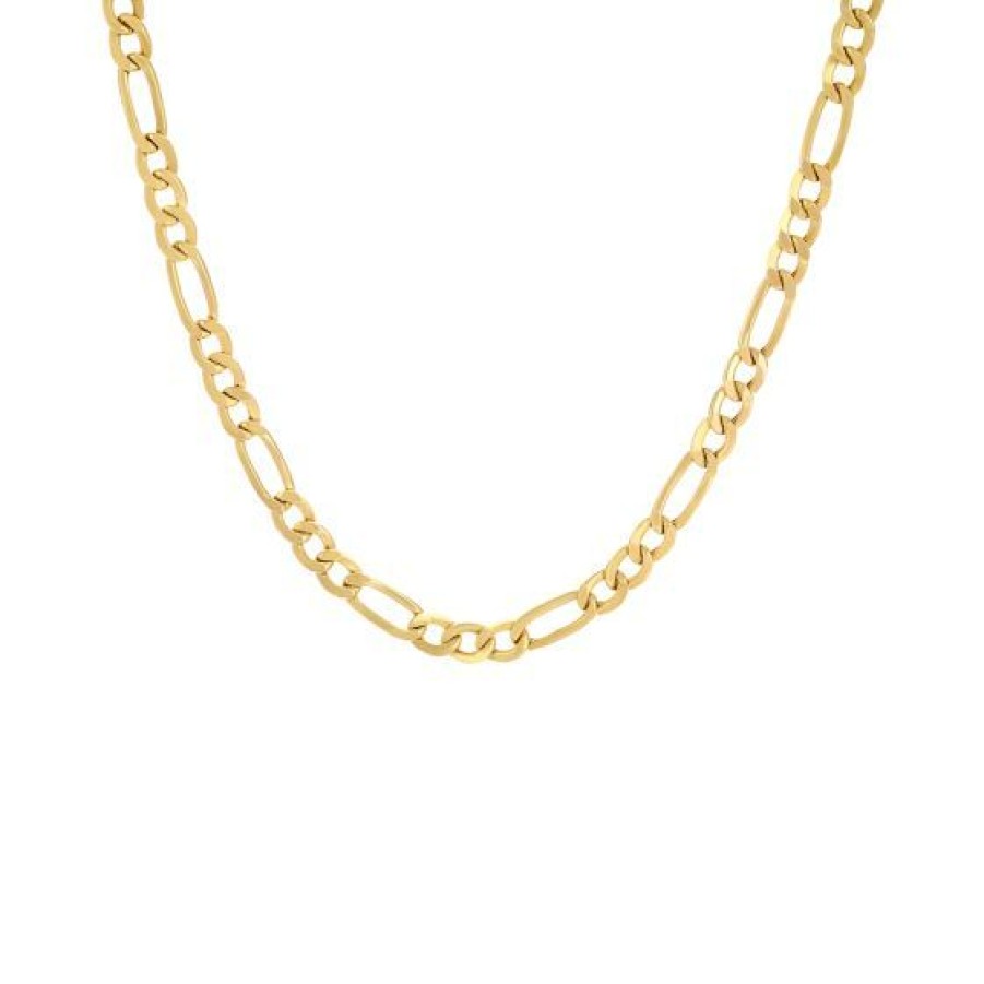 Joyeria Cristal Joyas | Cadena Figaro Oro Blanco Y Amarillo 14K 55 Cm