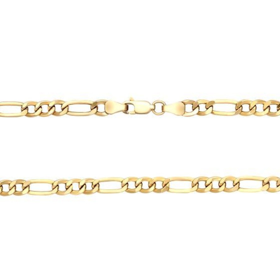 Joyeria Cristal Joyas | Cadena Figaro Oro Blanco Y Amarillo 14K 55 Cm