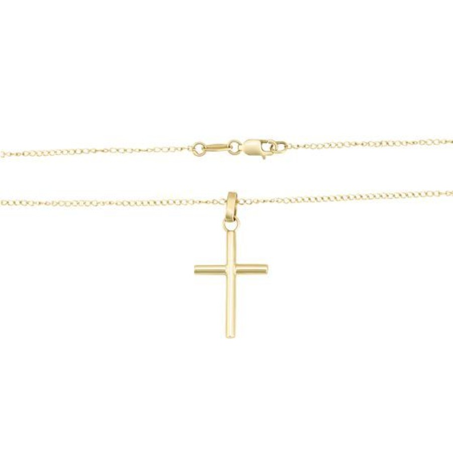 Joyeria Cristal Joyas | Cruz Mini Con Cadena Oro 14K 40 Extension 45 Cm