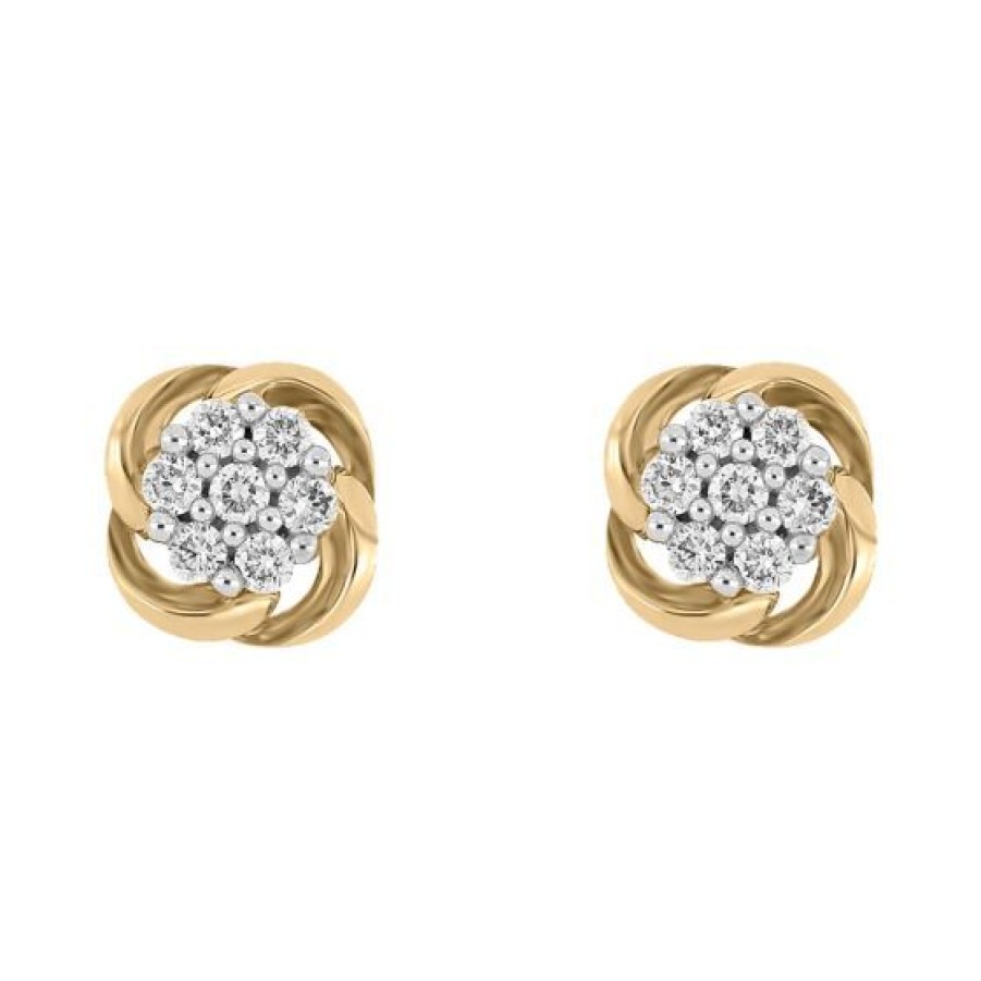 Joyeria Cristal Joyas | Broqueles Dama Oro 14K Con 20 Puntos De Diamante