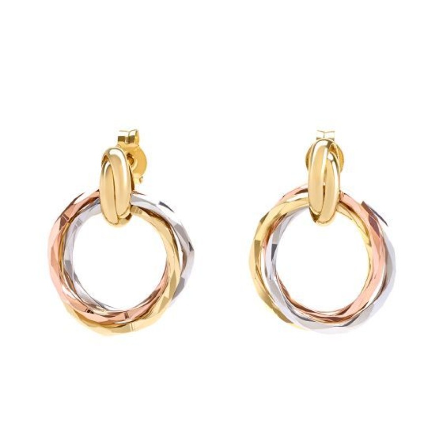 Joyeria Cristal Joyas | Aretes Oro Blanco, Amarillo Y Rosa 14K