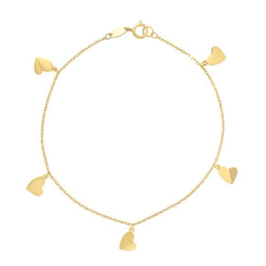 Joyeria Cristal Joyas | Pulsera Corazones Oro 14K