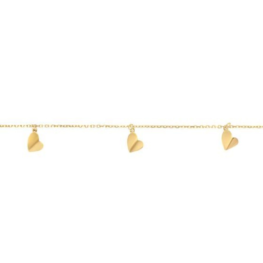 Joyeria Cristal Joyas | Pulsera Corazones Oro 14K