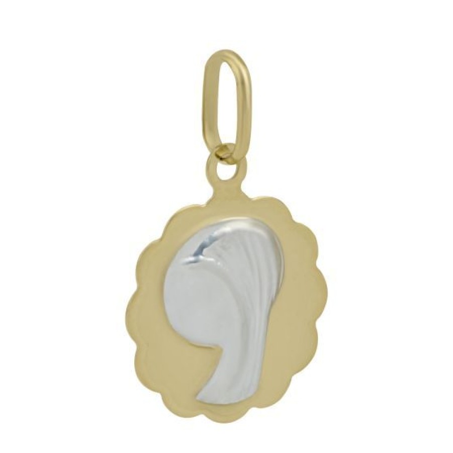 Joyeria Cristal Joyas | Medalla Madona Oro Amarillo Y Blanco 14K