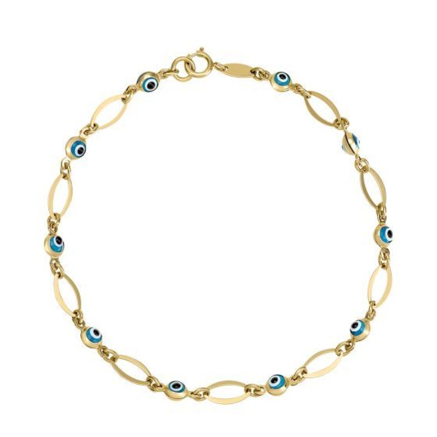 Joyeria Cristal Joyas | Pulsera Dama Ojitos Oro 14K