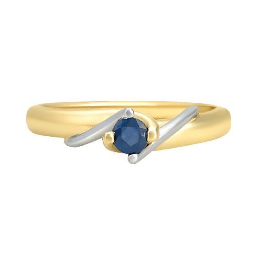 Joyeria Cristal Joyas | Anillo Enya Oro Bicolor 14K Con Zafiro De 20 Puntos Corte Redondo Acabado Brillante