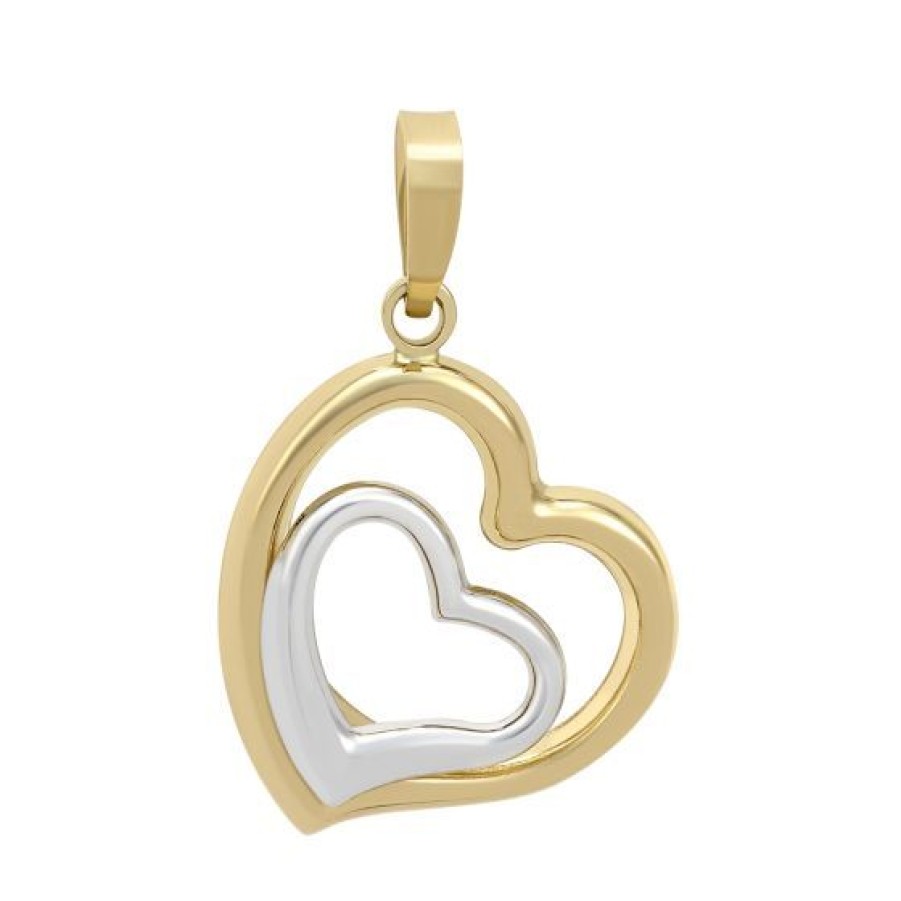 Joyeria Cristal Joyas | Dije Corazones Oro Amarillo Y Blanco 14K