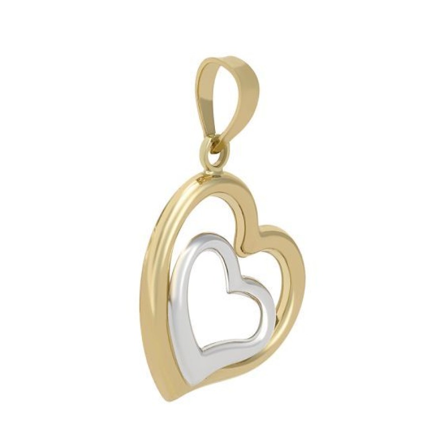 Joyeria Cristal Joyas | Dije Corazones Oro Amarillo Y Blanco 14K