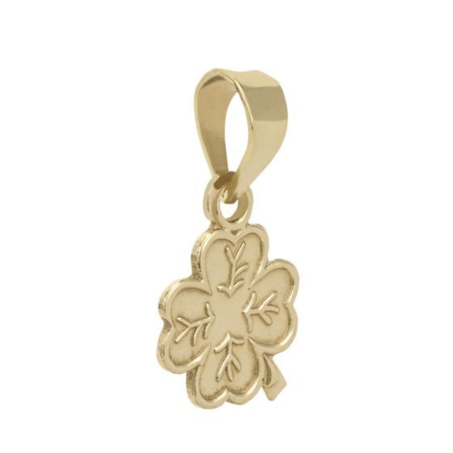 Joyeria Cristal Joyas | Dije Trebol Oro 14K Mate Texturizado