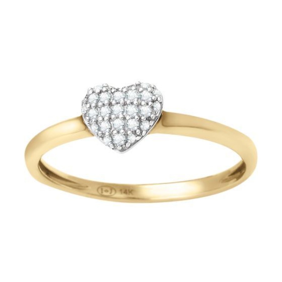 Joyeria Cristal Joyas | Anillo Corazon Oro 14K Con 12 Puntos De Diamante