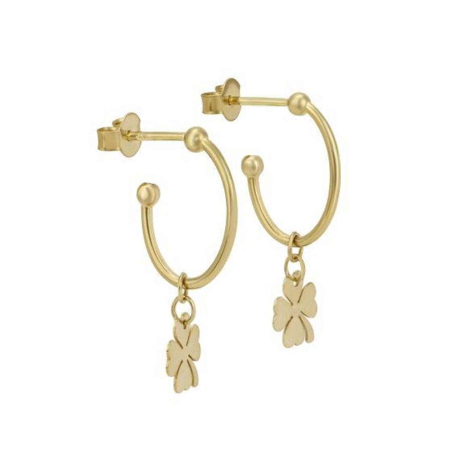 Joyeria Cristal Joyas | Aretes Trebol Oro 14K