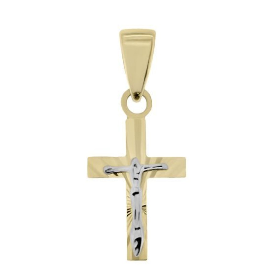 Joyeria Cristal Joyas | Cruz Cristo Oro Amarillo Y Blanco 14K