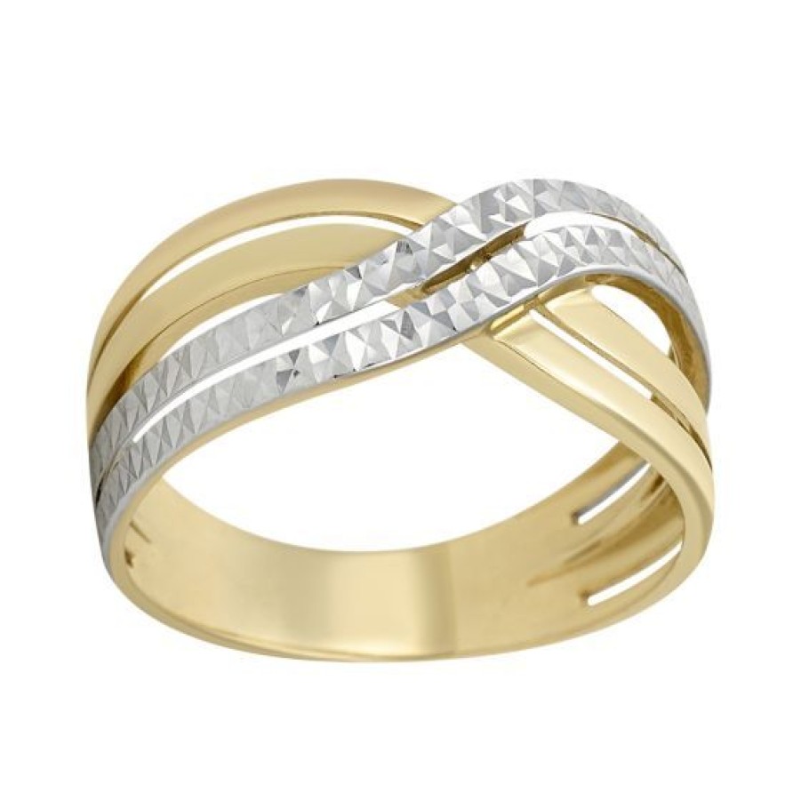 Joyeria Cristal Joyas | Anillo Dama Oro Blanco Y Amarillo 14K